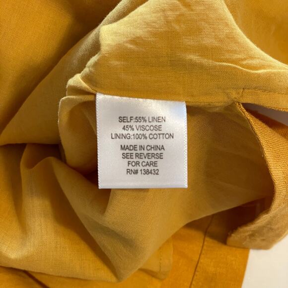 Modcloth Enthralled Again Shirt Dress Womens 1X Golden Yellow Linen Blend Button - Picture 6 of 8